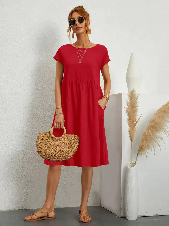 Soline | Knee-Length Linen Dress