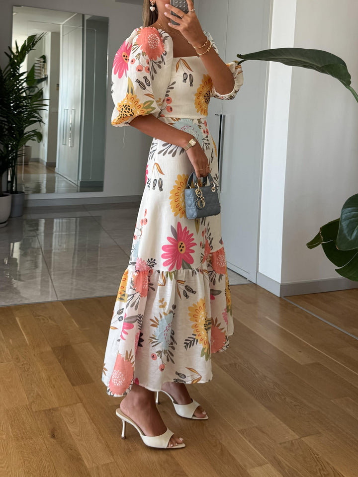 Camille | Puff Sleeve Square-Neck Dress