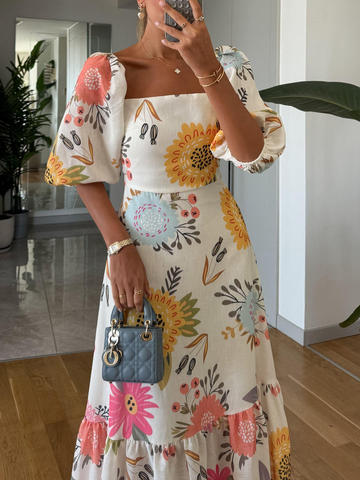 Camille | Puff Sleeve Square-Neck Dress