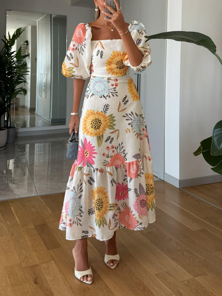 Camille | Puff Sleeve Square-Neck Dress