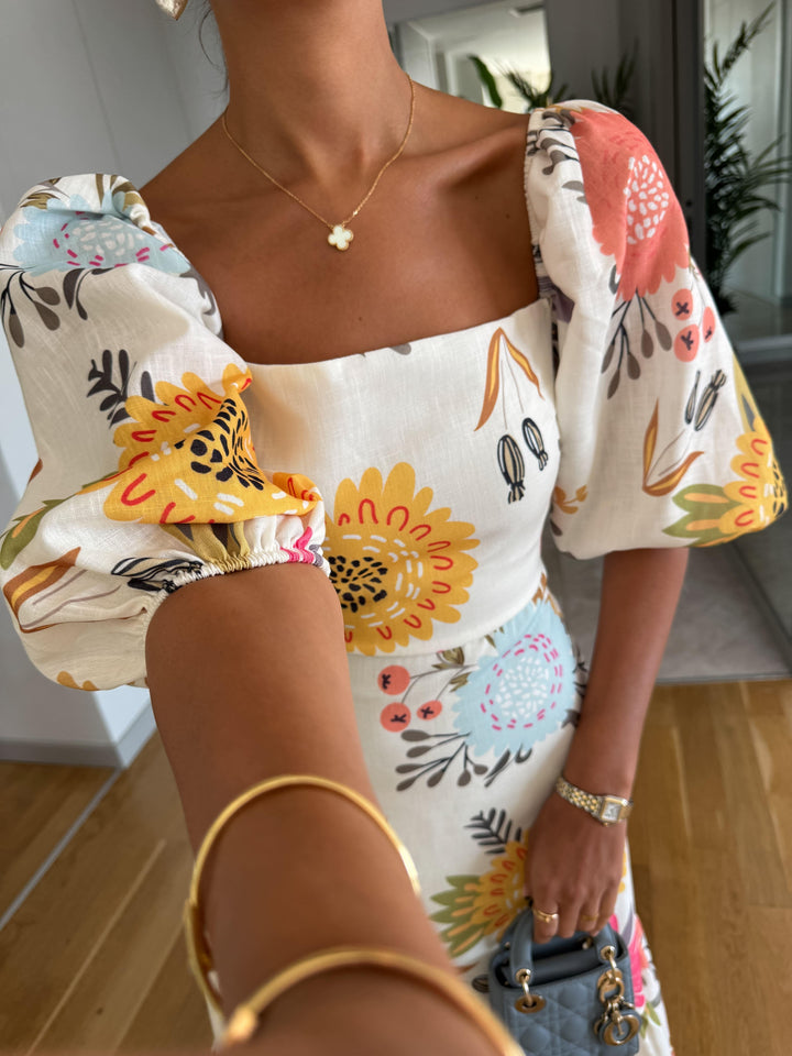 Camille | Puff Sleeve Square-Neck Dress