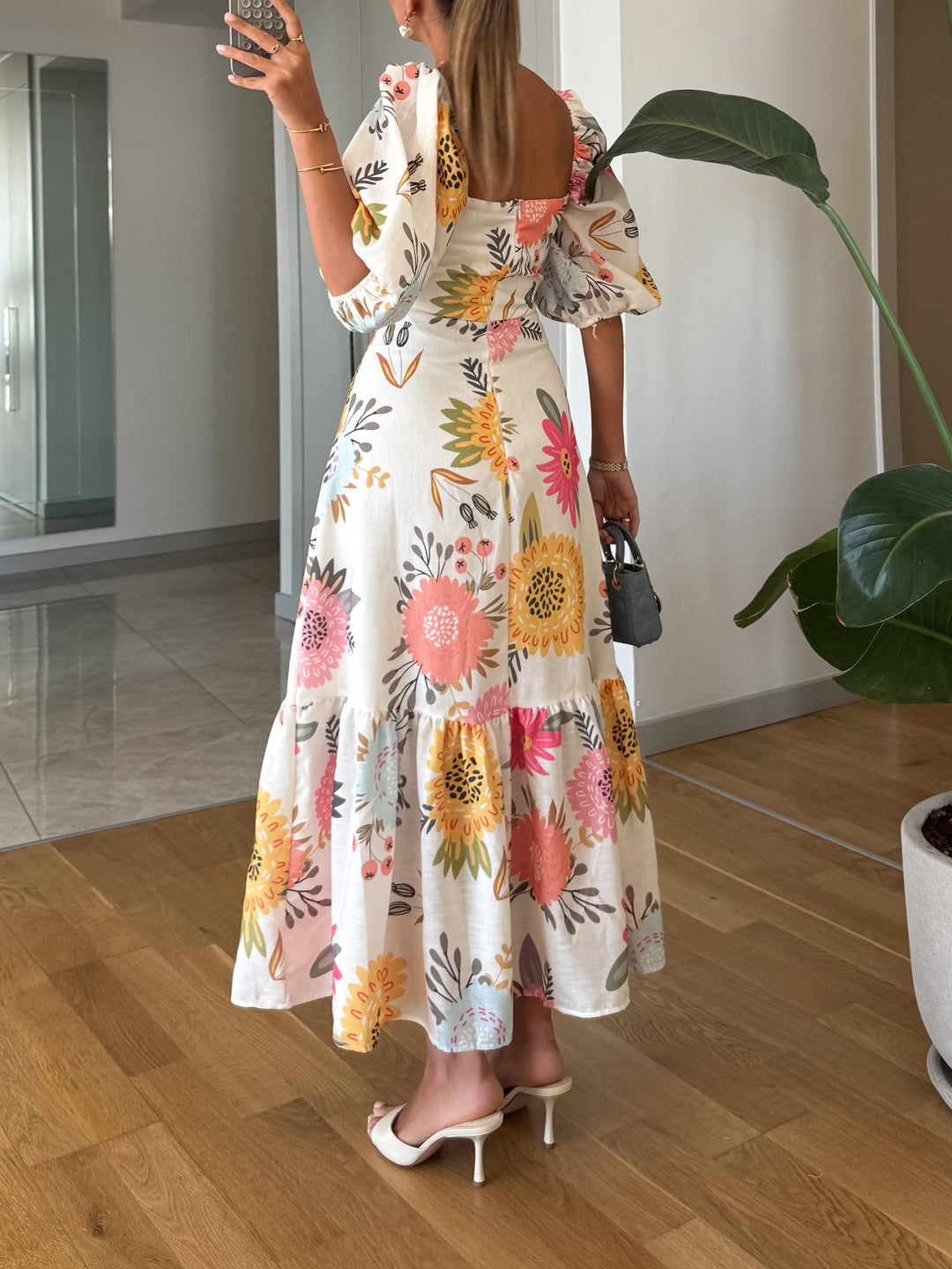 Camille | Puff Sleeve Square-Neck Dress