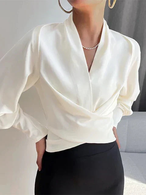 Marcella | Draped V-Neck Blouse