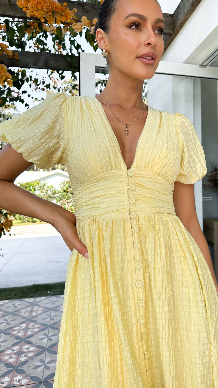 Yara | V-Neck Button Maxi Dress