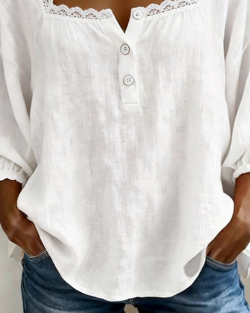 Lorraine | Balloon Sleeve Lace Blouse