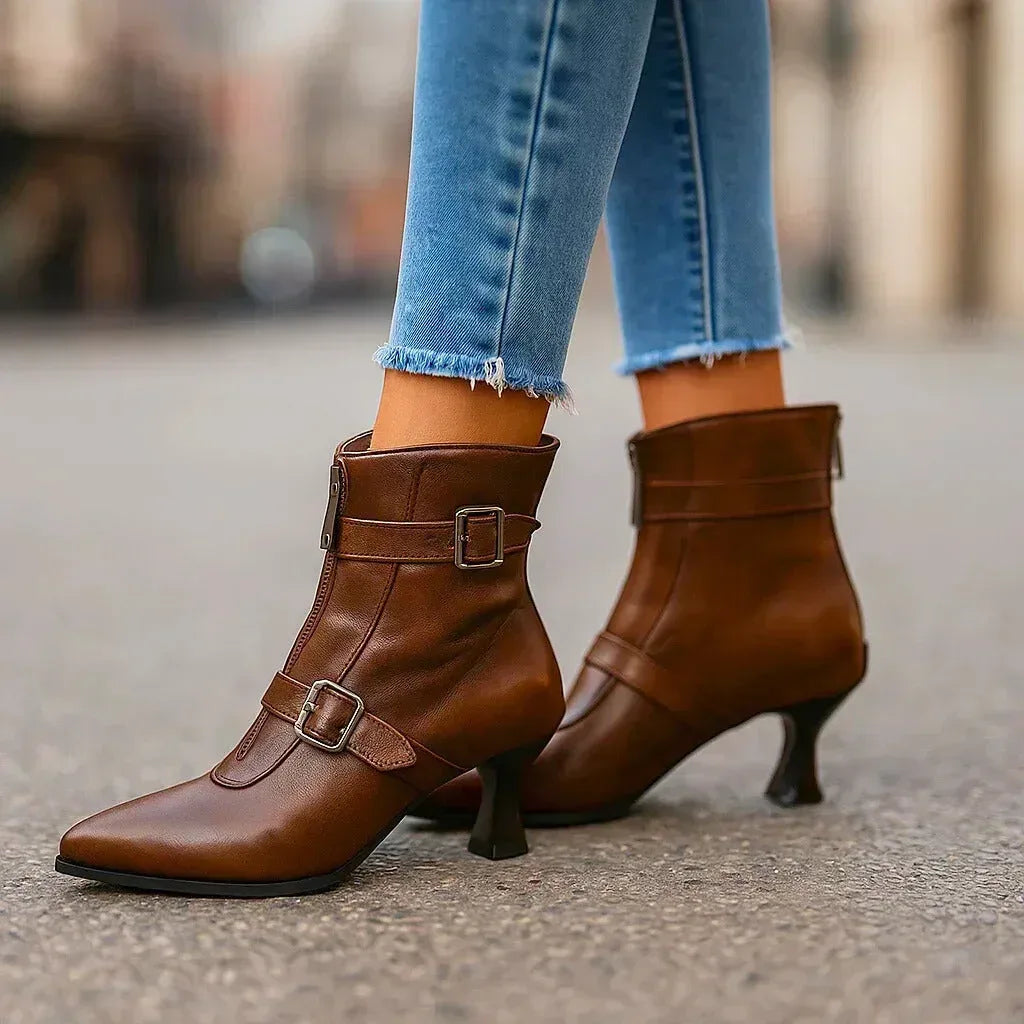 Diane | Double-Buckle Heeled Boots