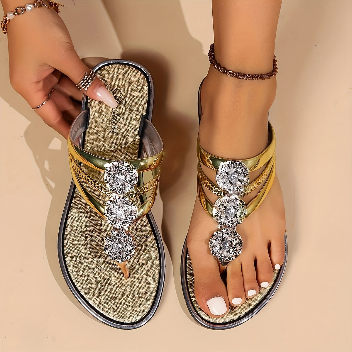 Celestine | Crystal-Strap Glam Sandals