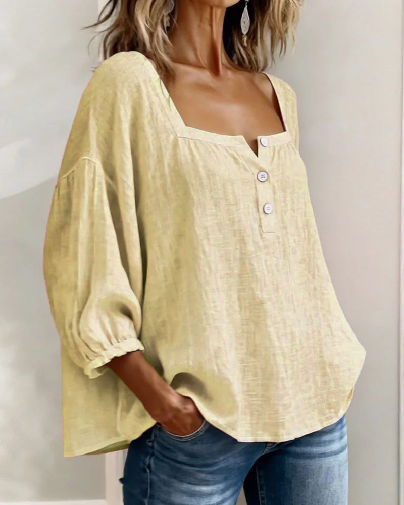 Fiona | Puff Sleeve Square-Neck Blouse