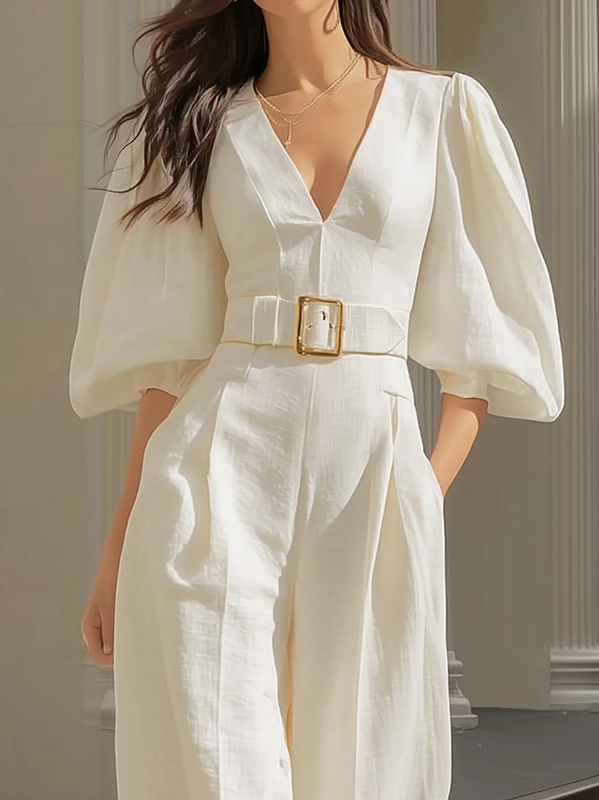 Guinevere | Lantern Sleeve Jumpsuit