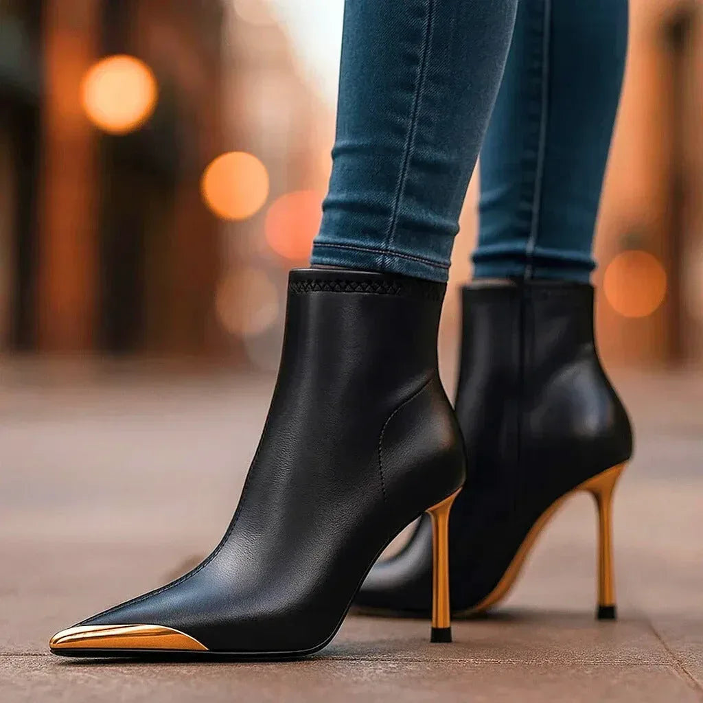 Dorothy | Gold-Accent Heeled Boots