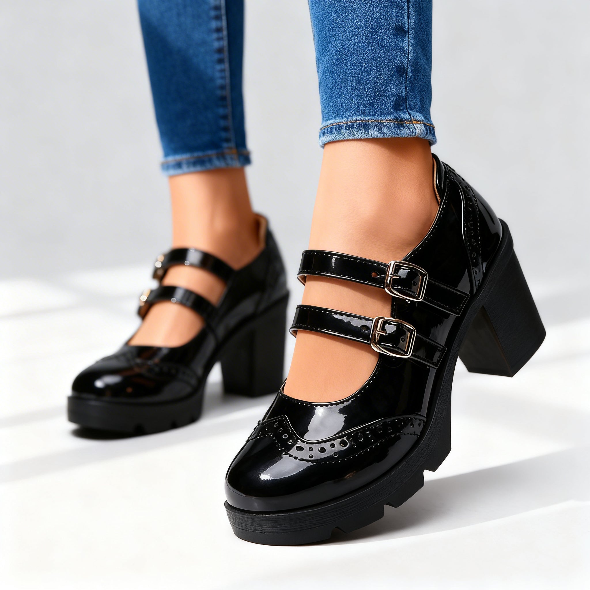 Bridget | Double-Strap Platform Mary Jane Heel