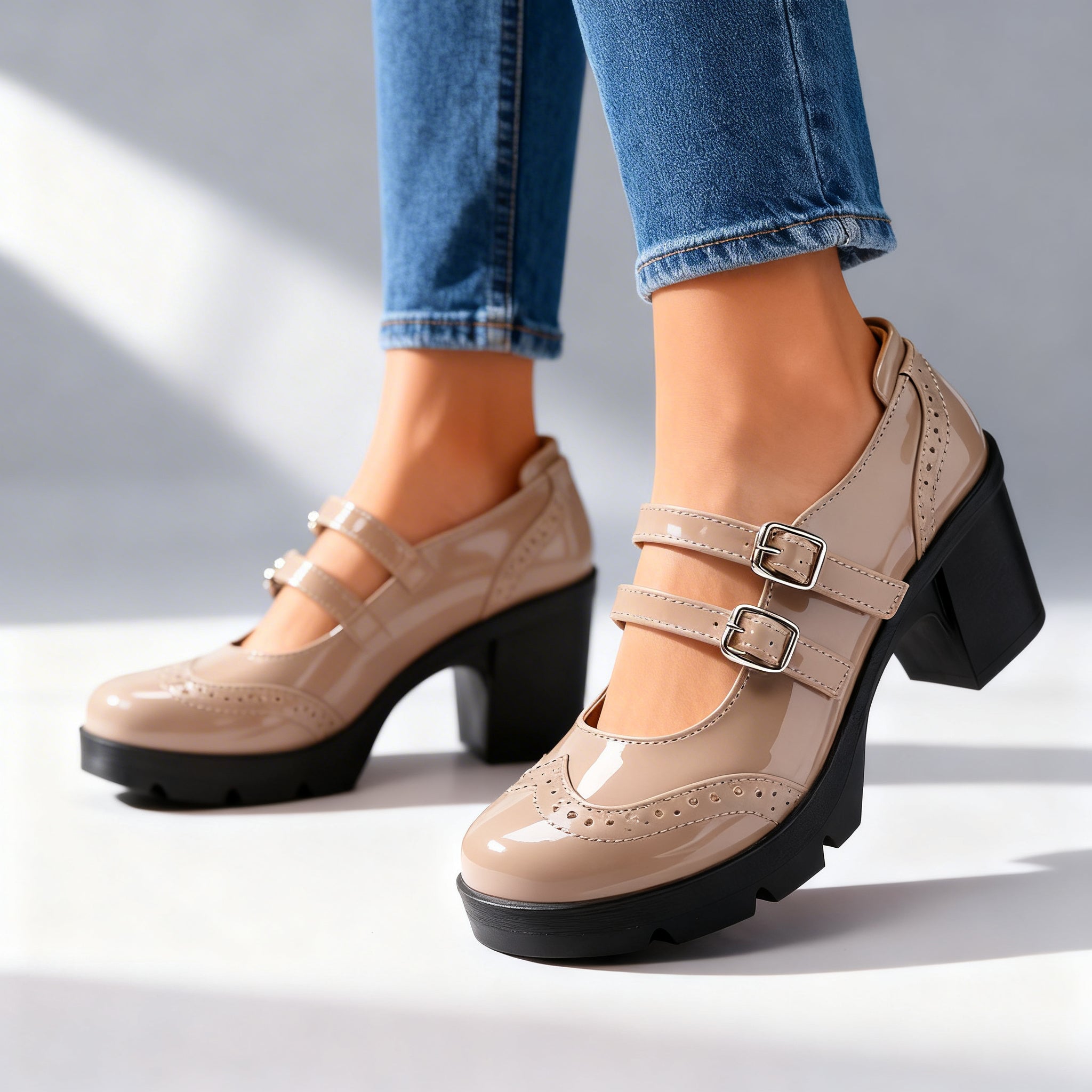 Bridget | Double-Strap Platform Mary Jane Heel