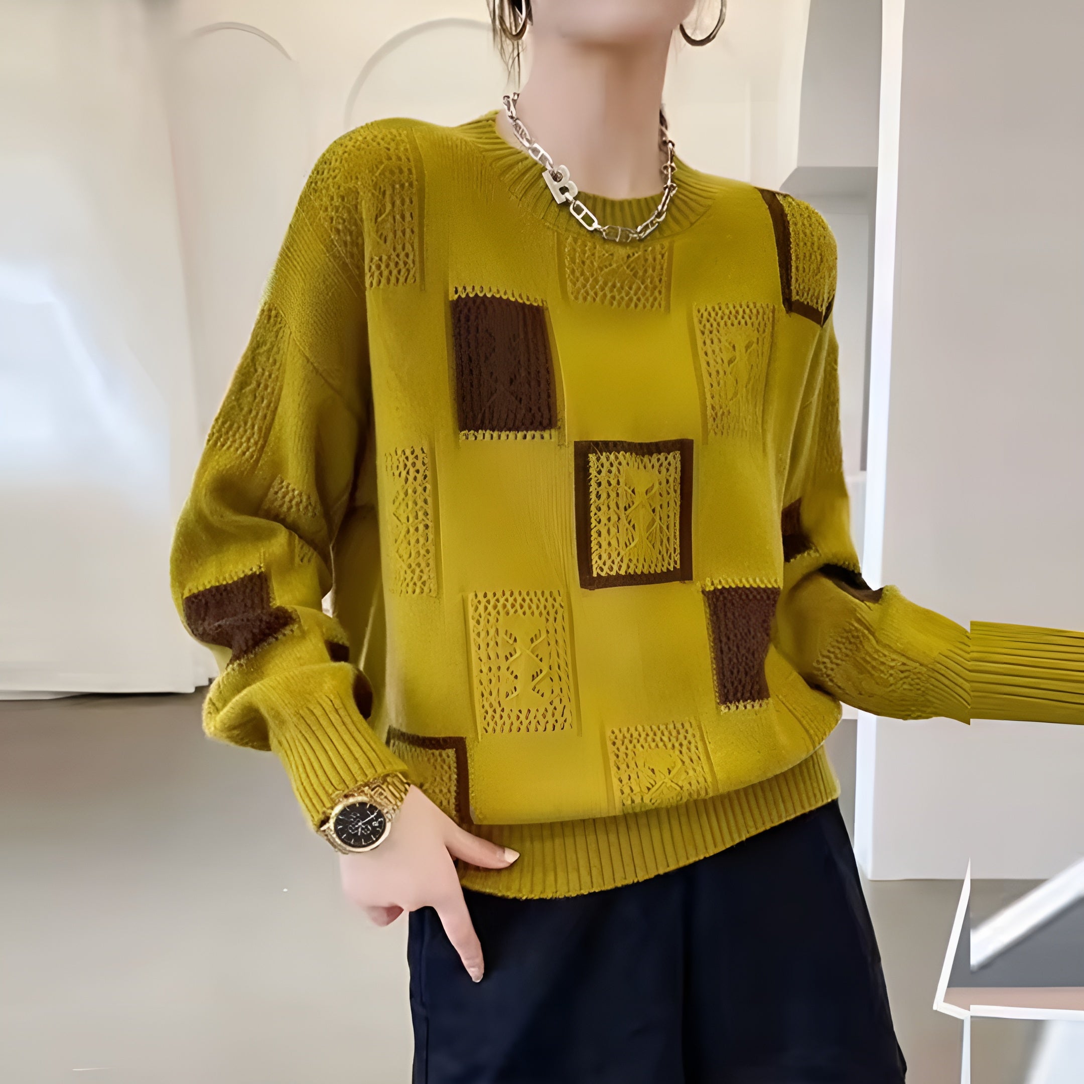 Faye | Patchwork Knit Jumper