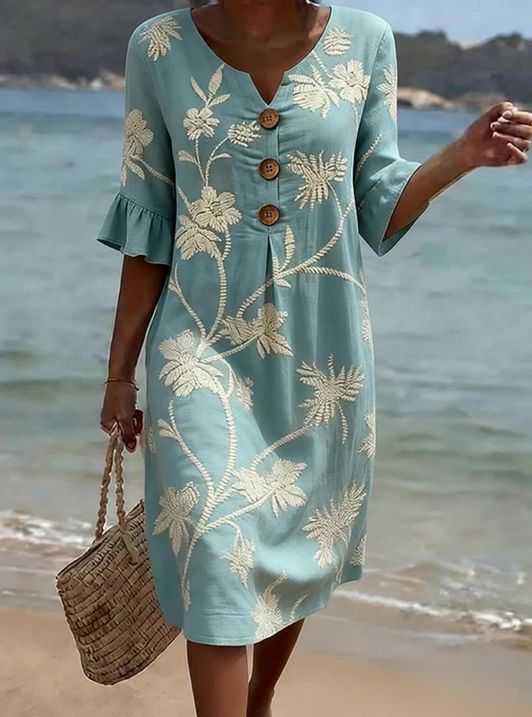 Xara | Sleeveless V-Neck Linen Dress
