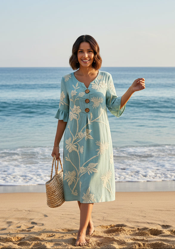Xara | Sleeveless V-Neck Linen Dress