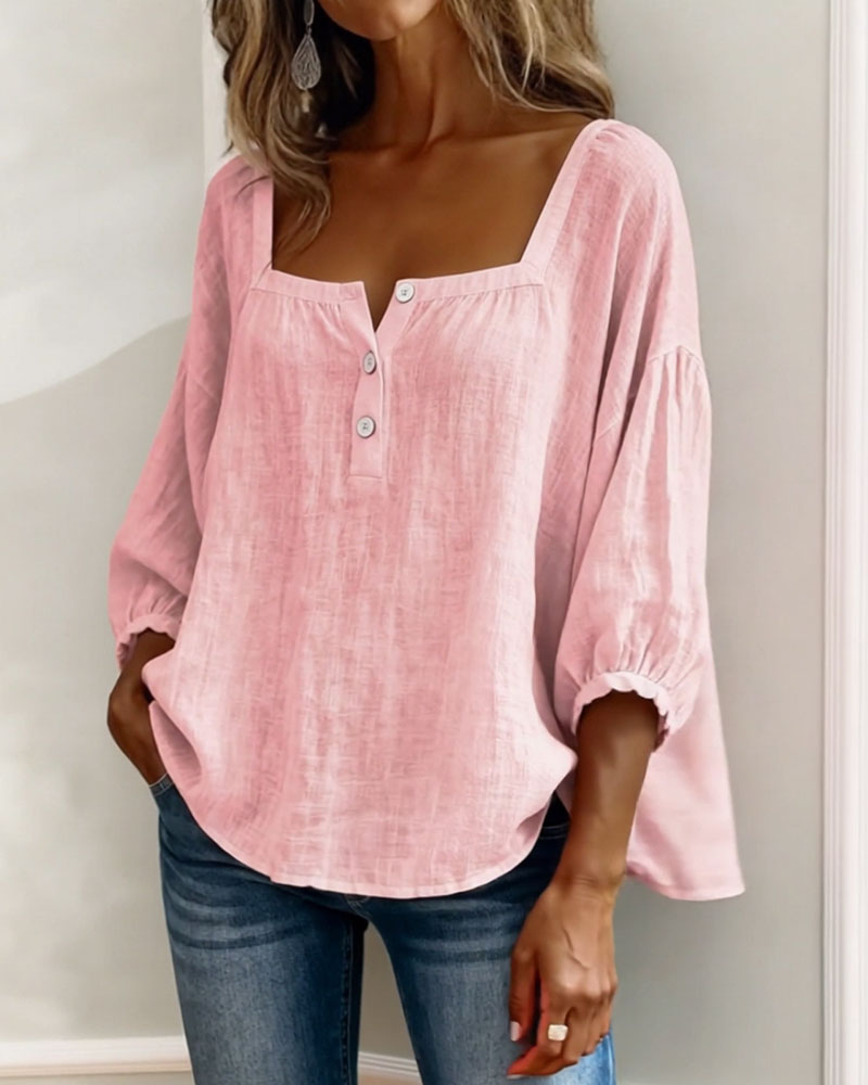 Fiona | Puff Sleeve Square-Neck Blouse