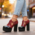 Delphine | Croc-Embossed Platform Mary Jane Heel