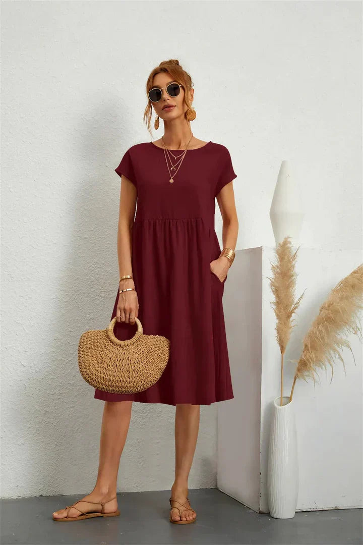 Soline | Knee-Length Linen Dress