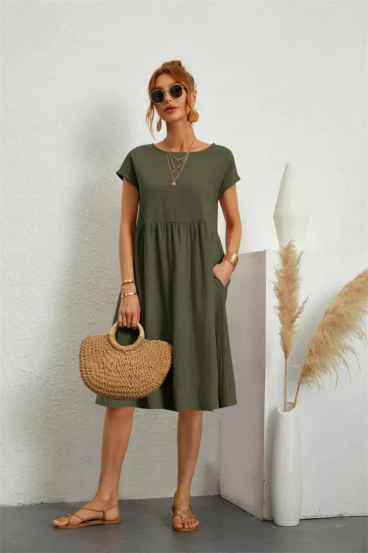 Soline | Knee-Length Linen Dress