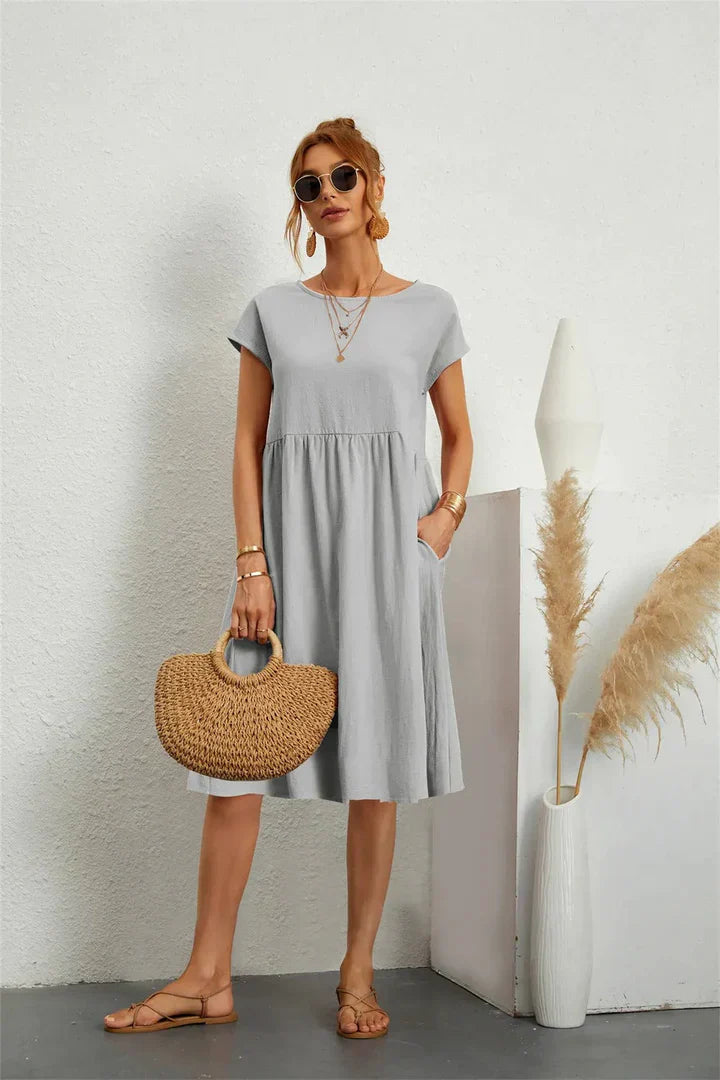 Soline | Knee-Length Linen Dress