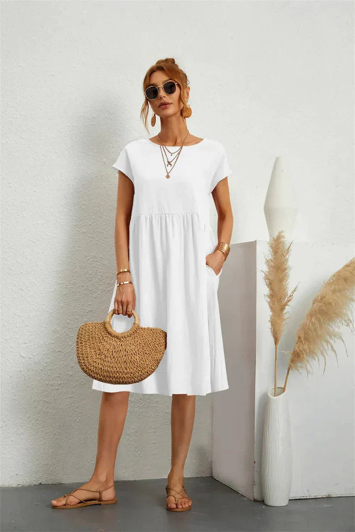 Soline | Knee-Length Linen Dress
