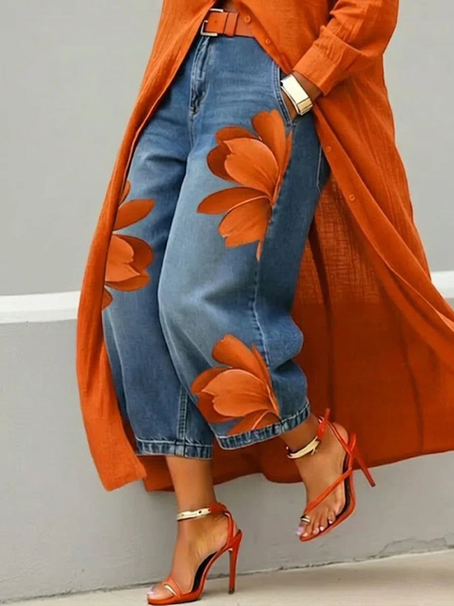 Anais | Shirt Dress & Floral Jeans Set