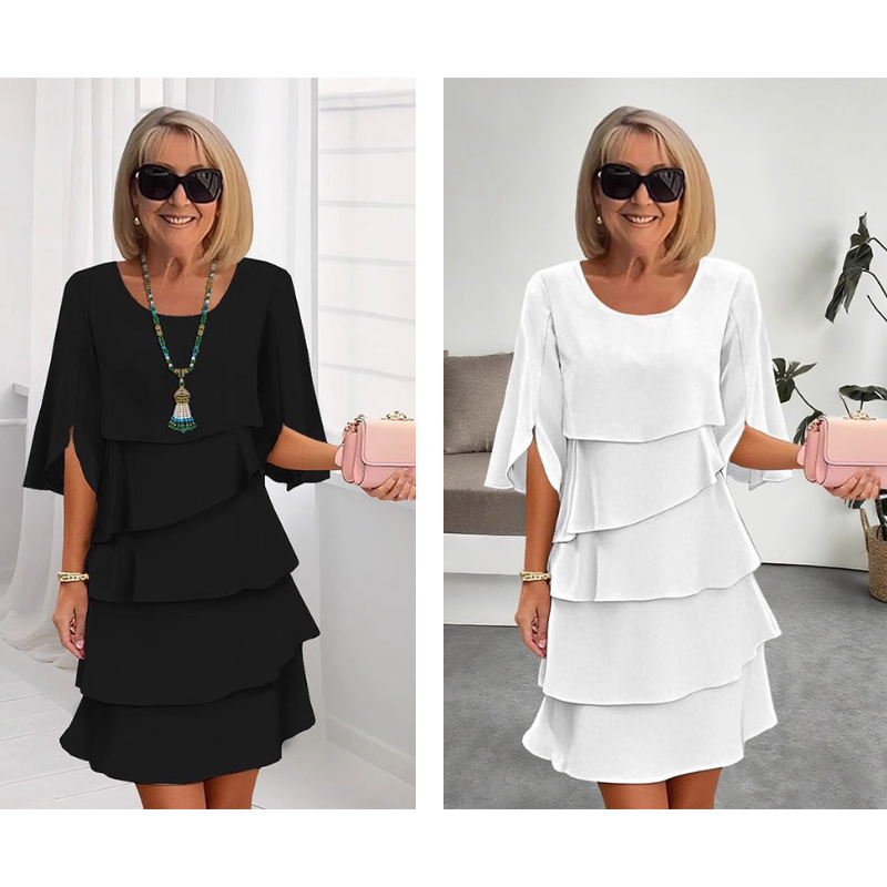 Adeline | Puff-Sleeve Layered Dress