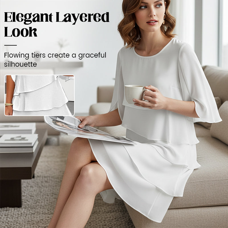 Adeline | Puff-Sleeve Layered Dress