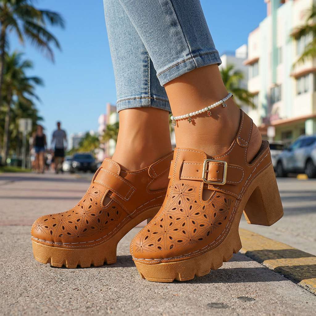 Florence | Platform Cutout Clog Heel