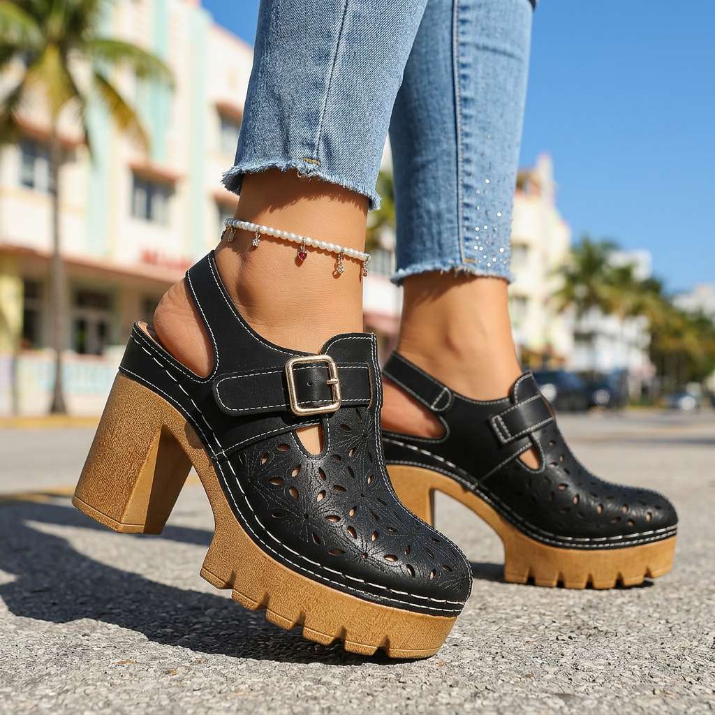 Florence | Platform Cutout Clog Heel