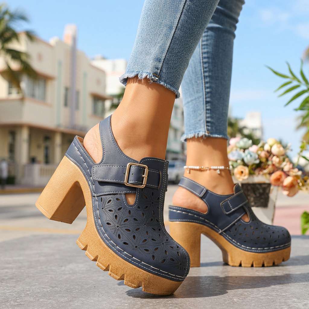 Florence | Platform Cutout Clog Heel