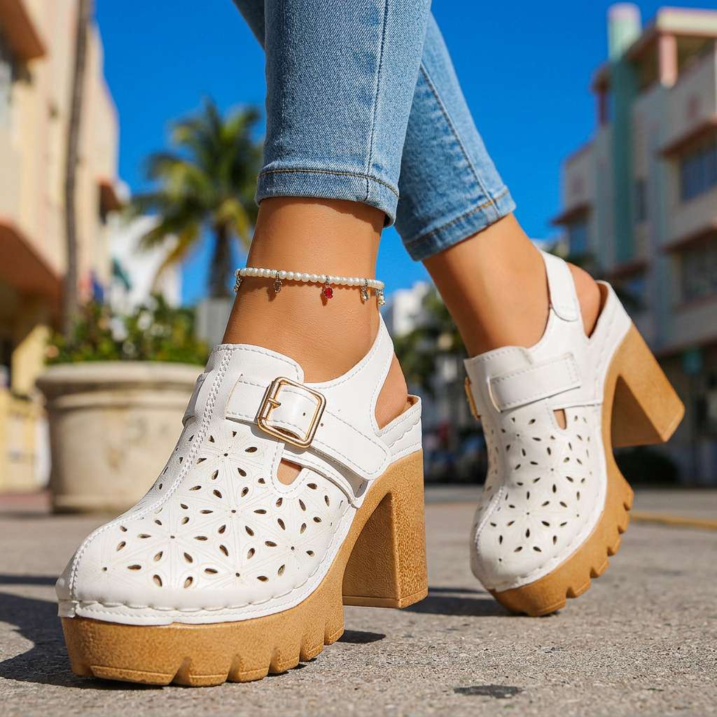 Florence | Platform Cutout Clog Heel