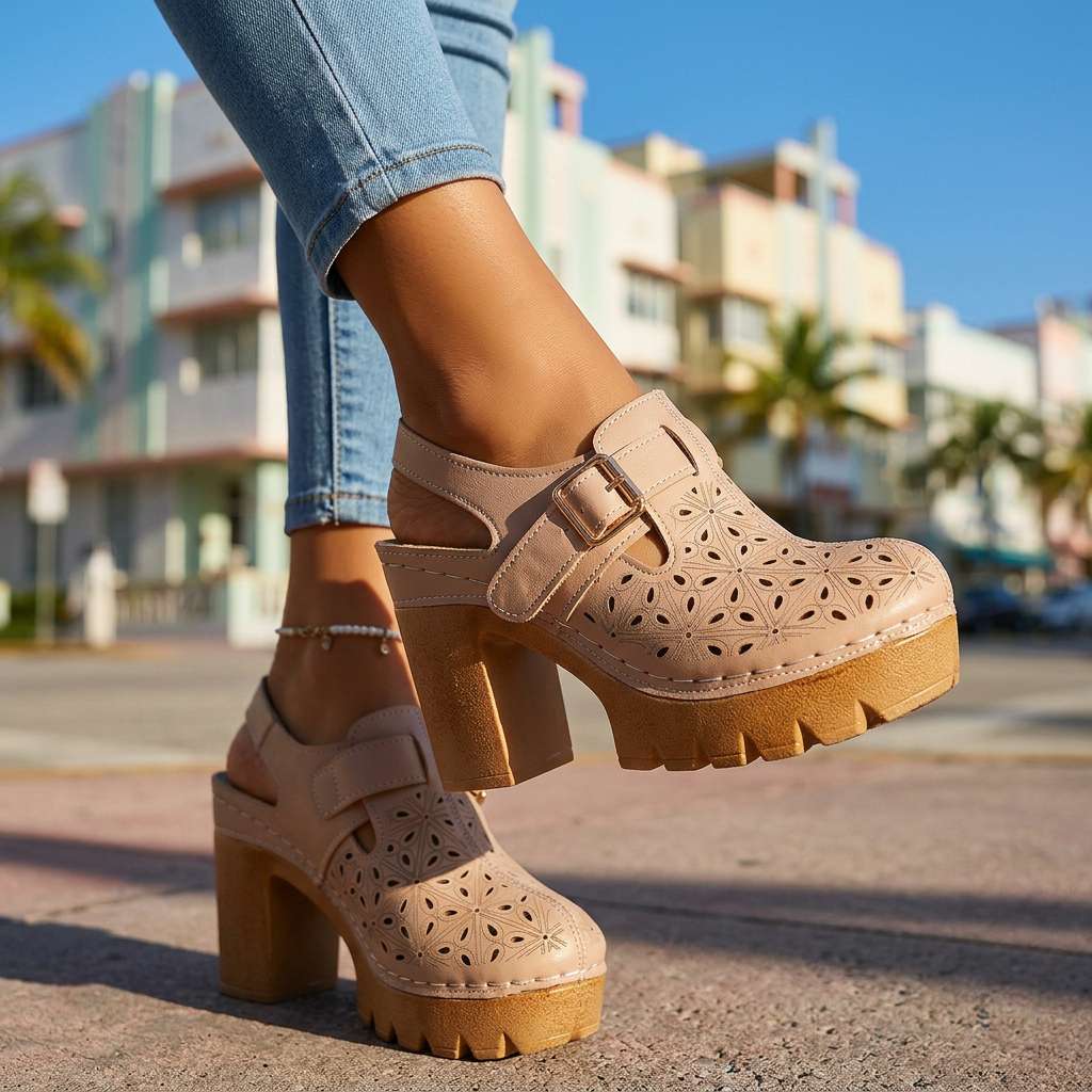 Florence | Platform Cutout Clog Heel