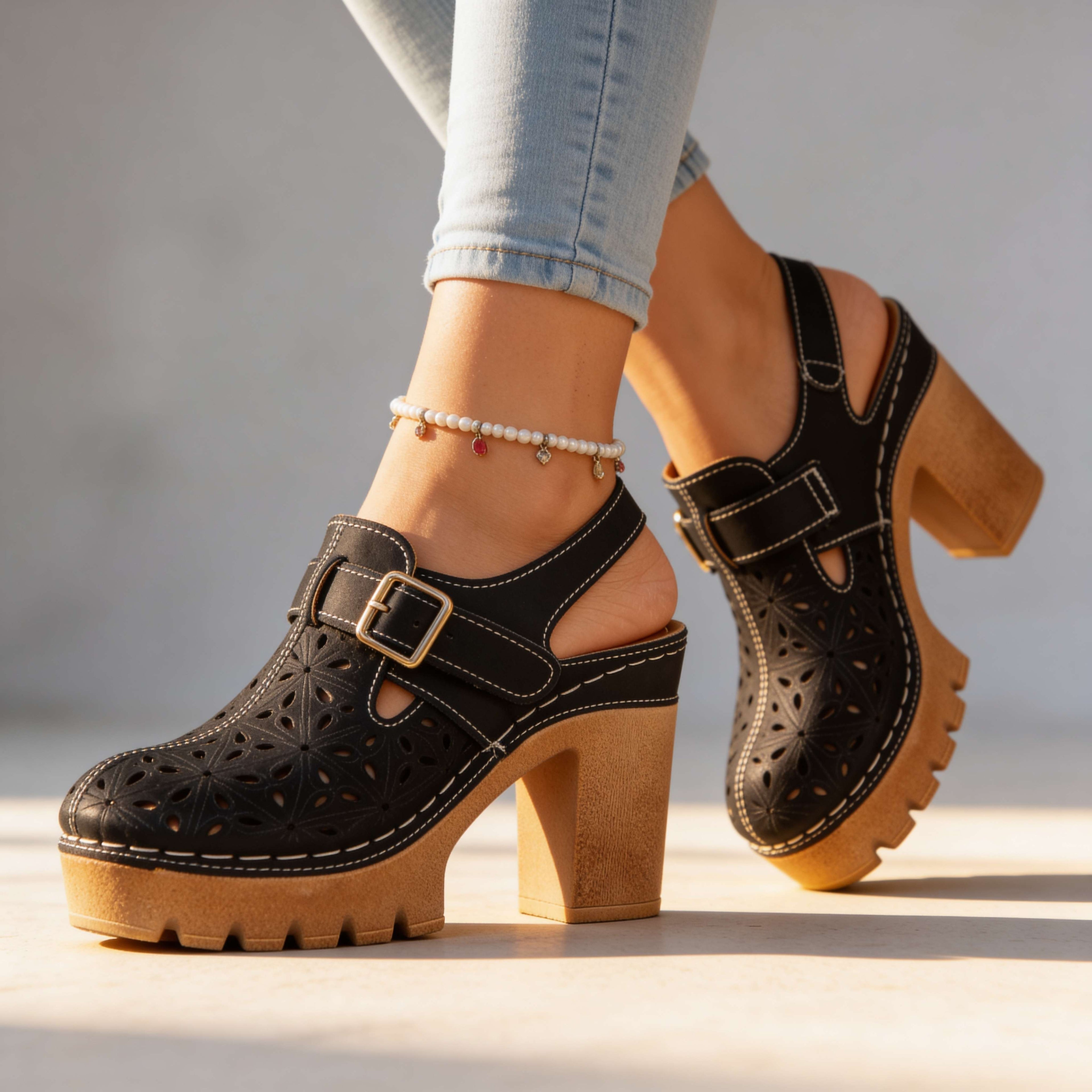 Florence | Platform Cutout Clog Heel