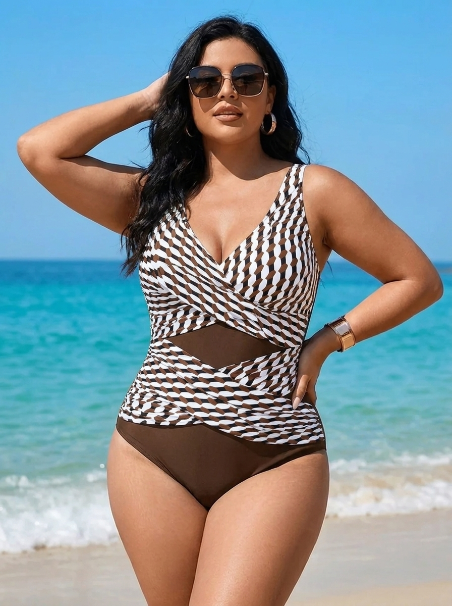 Tiffany | Geometric Wrap Swimsuit