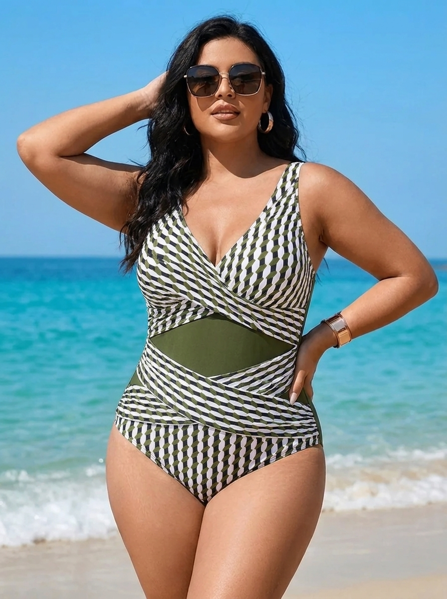 Tiffany | Geometric Wrap Swimsuit