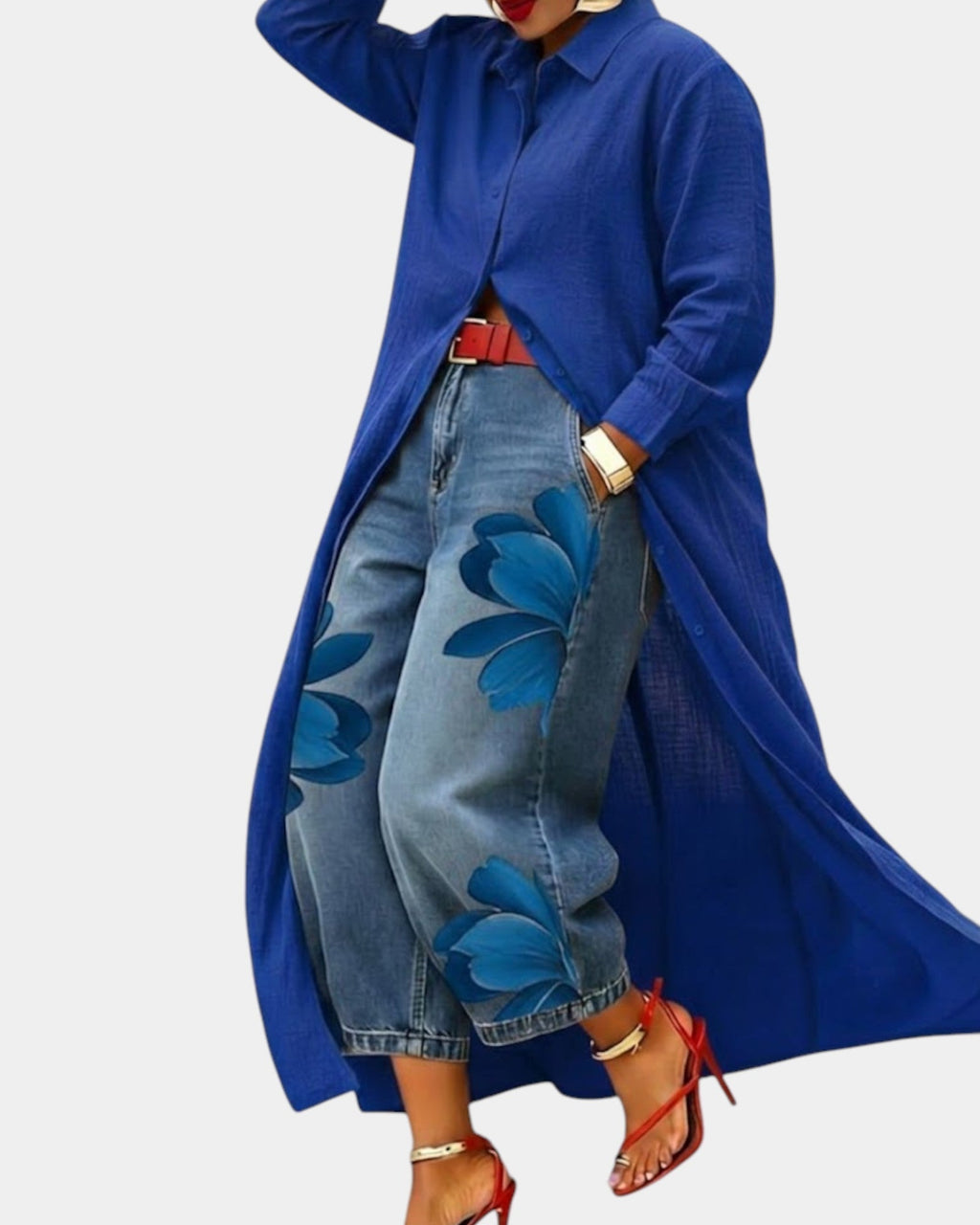 Giselle | Shirt Dress and Wide-Leg Jeans Set