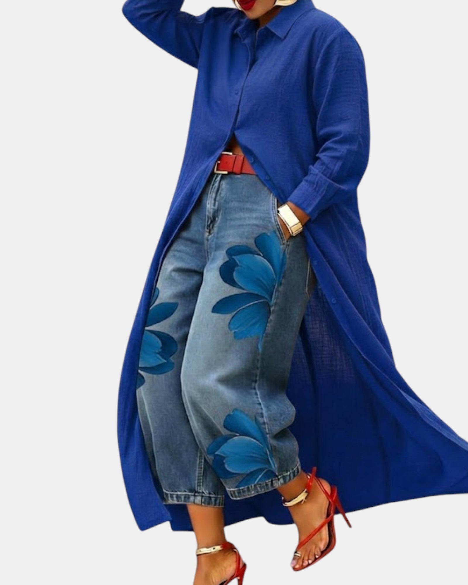 Giselle | Shirt Dress and Wide-Leg Jeans Set