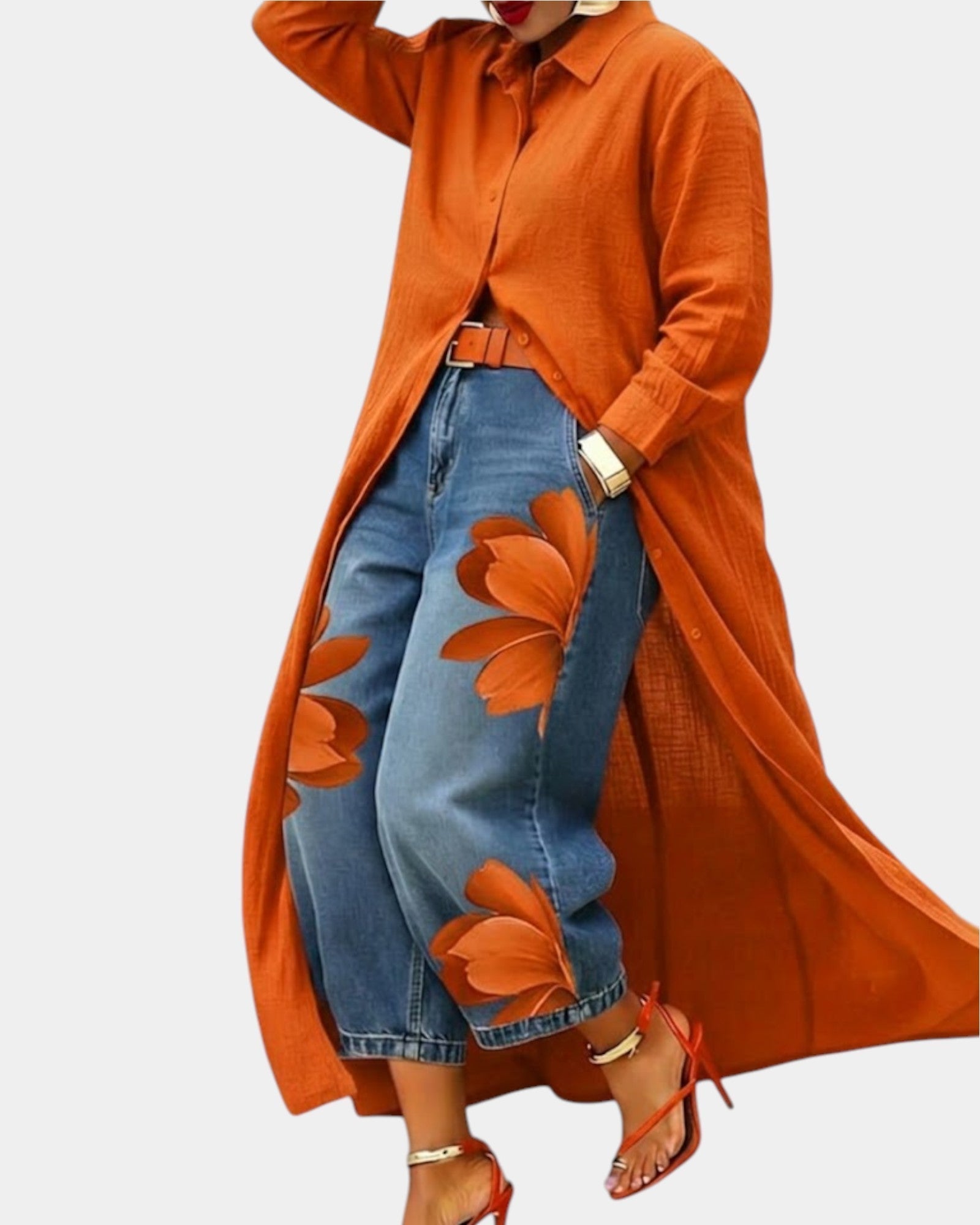 Giselle | Shirt Dress and Wide-Leg Jeans Set