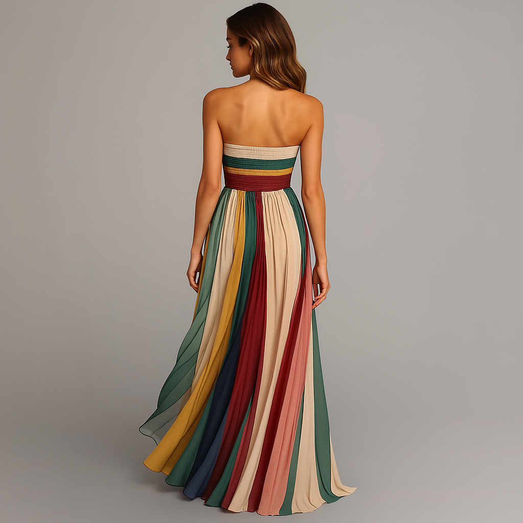 Judith | Strapless Pleated Maxi Dress