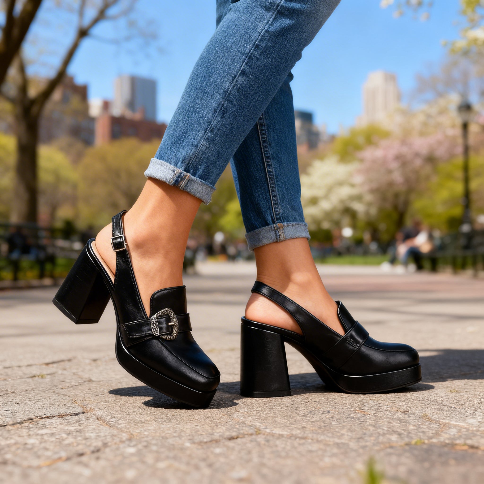 Lourdes | Platform Slingback Loafer Heel