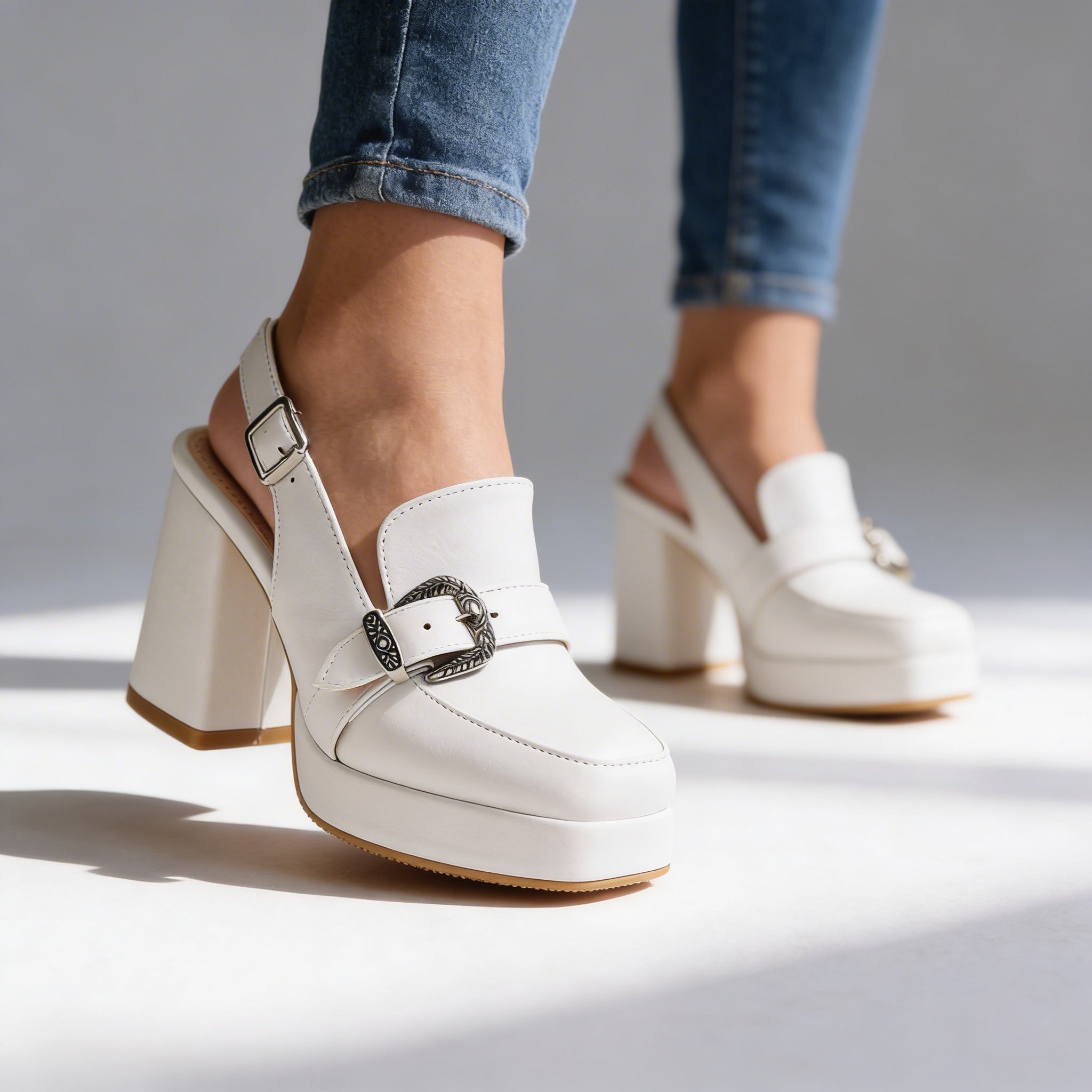 Lourdes | Platform Slingback Loafer Heel