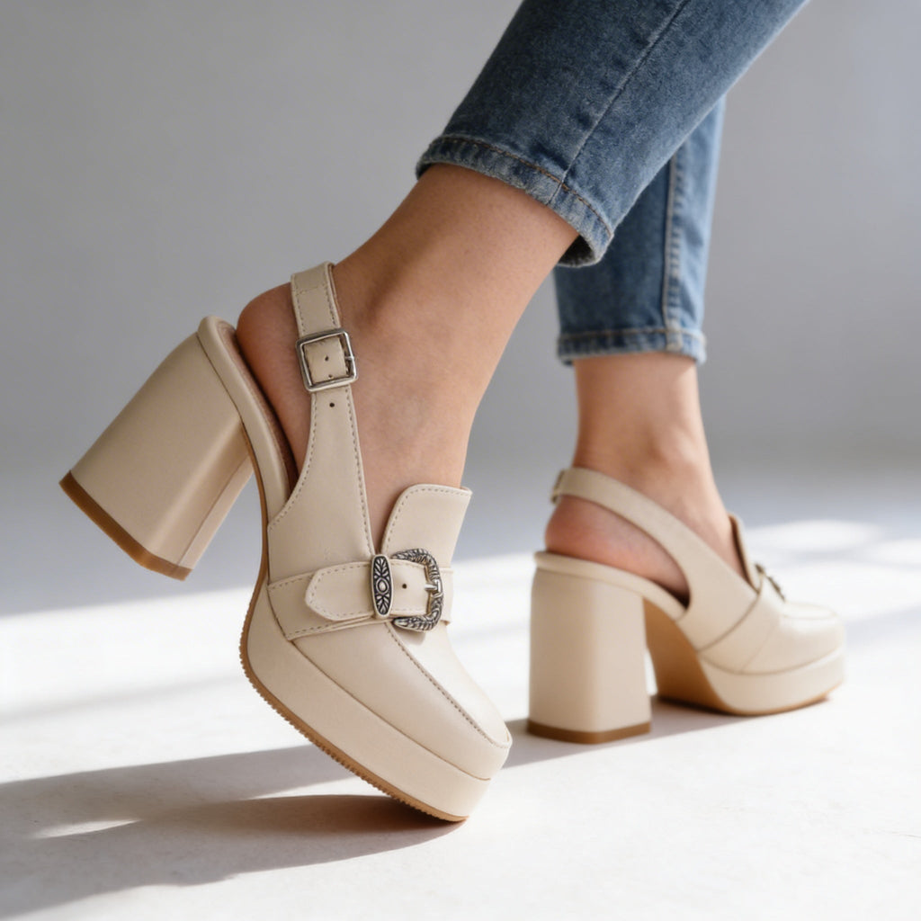 Lourdes | Platform Slingback Loafer Heel
