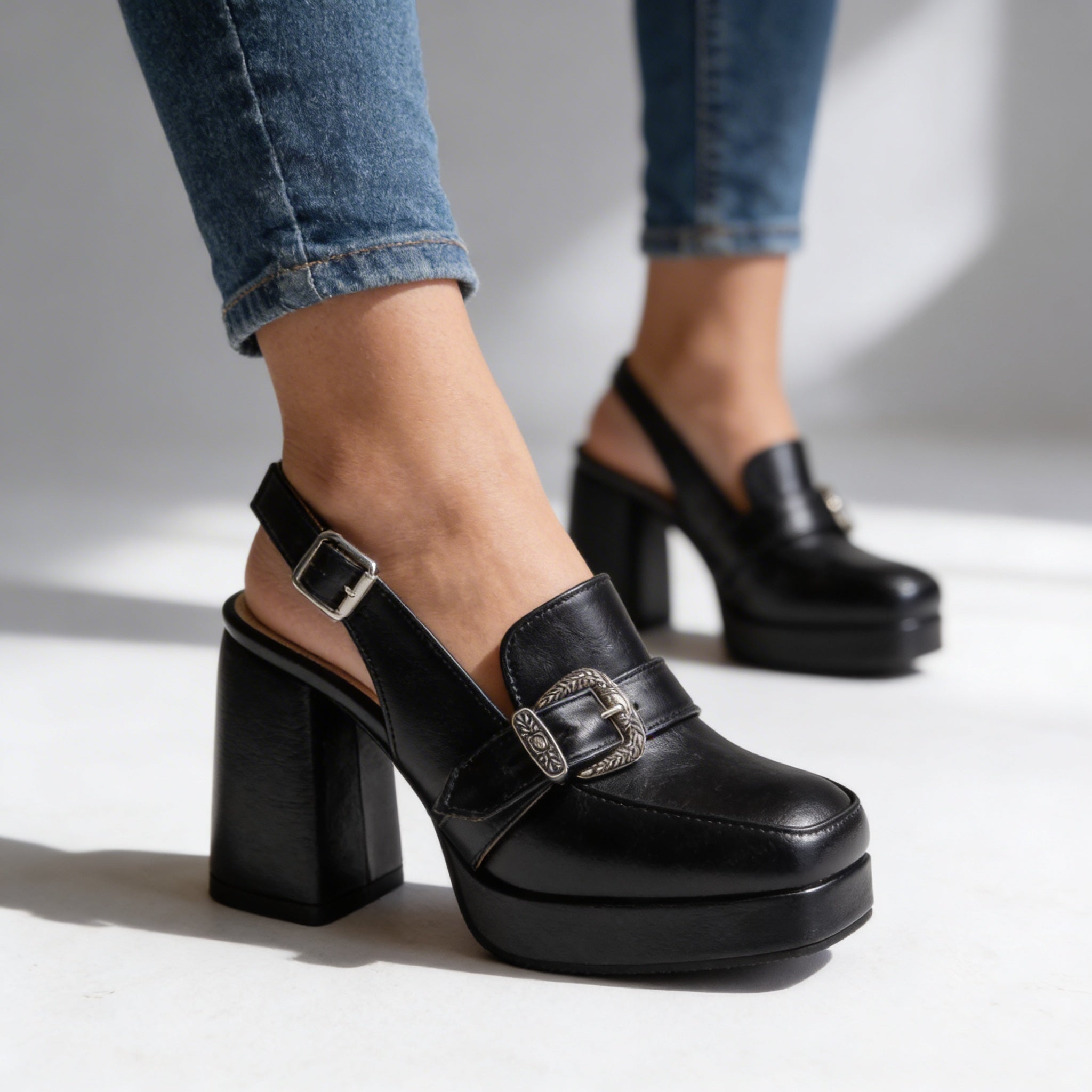 Lourdes | Platform Slingback Loafer Heel