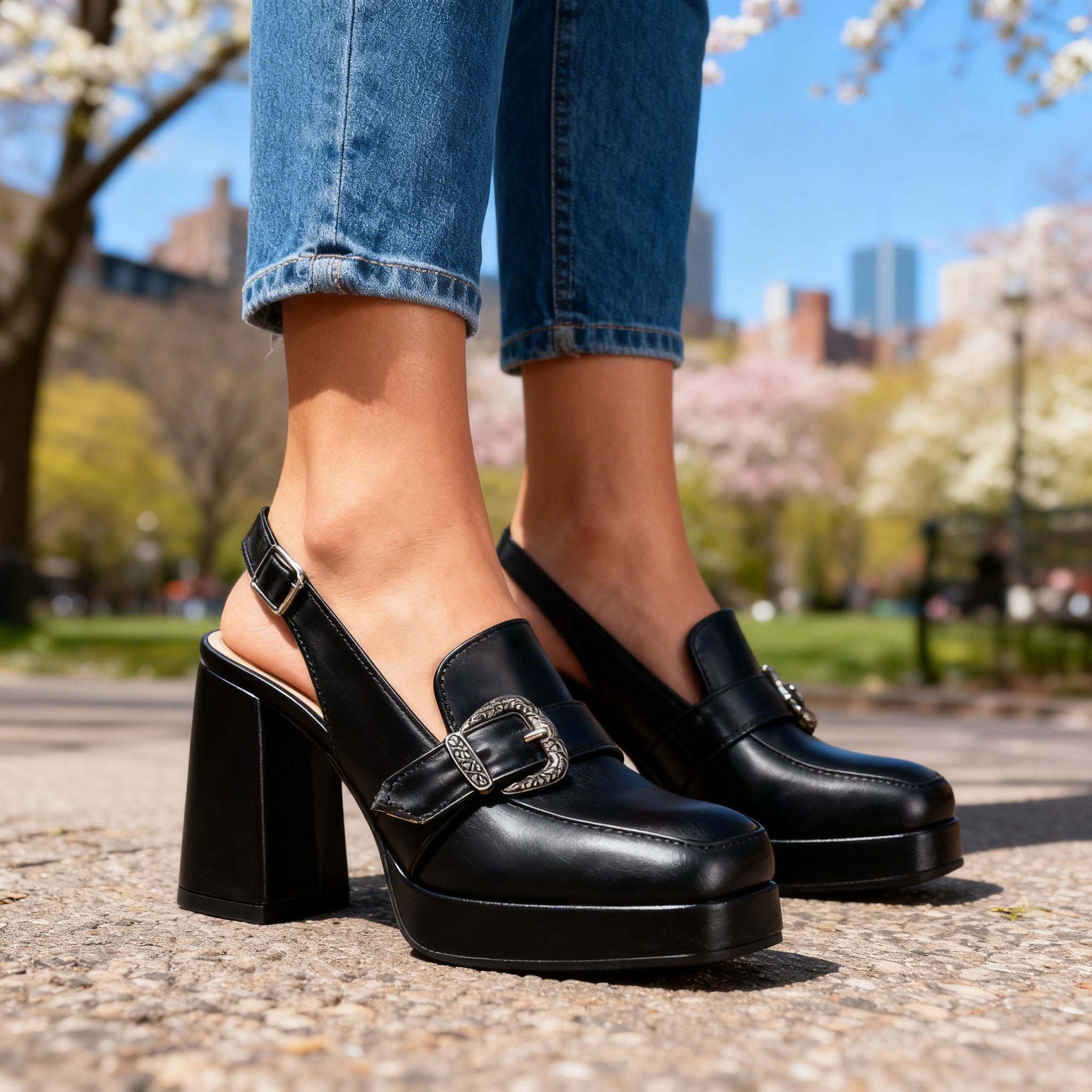 Lourdes | Platform Slingback Loafer Heel