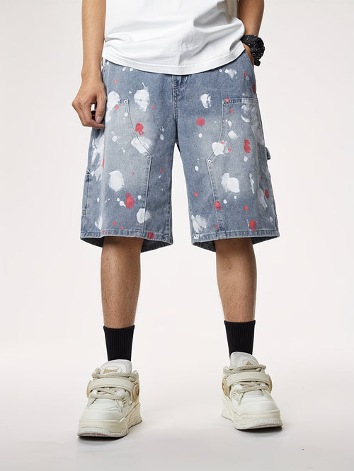 Men's Shorts with Paint-Splatter Print