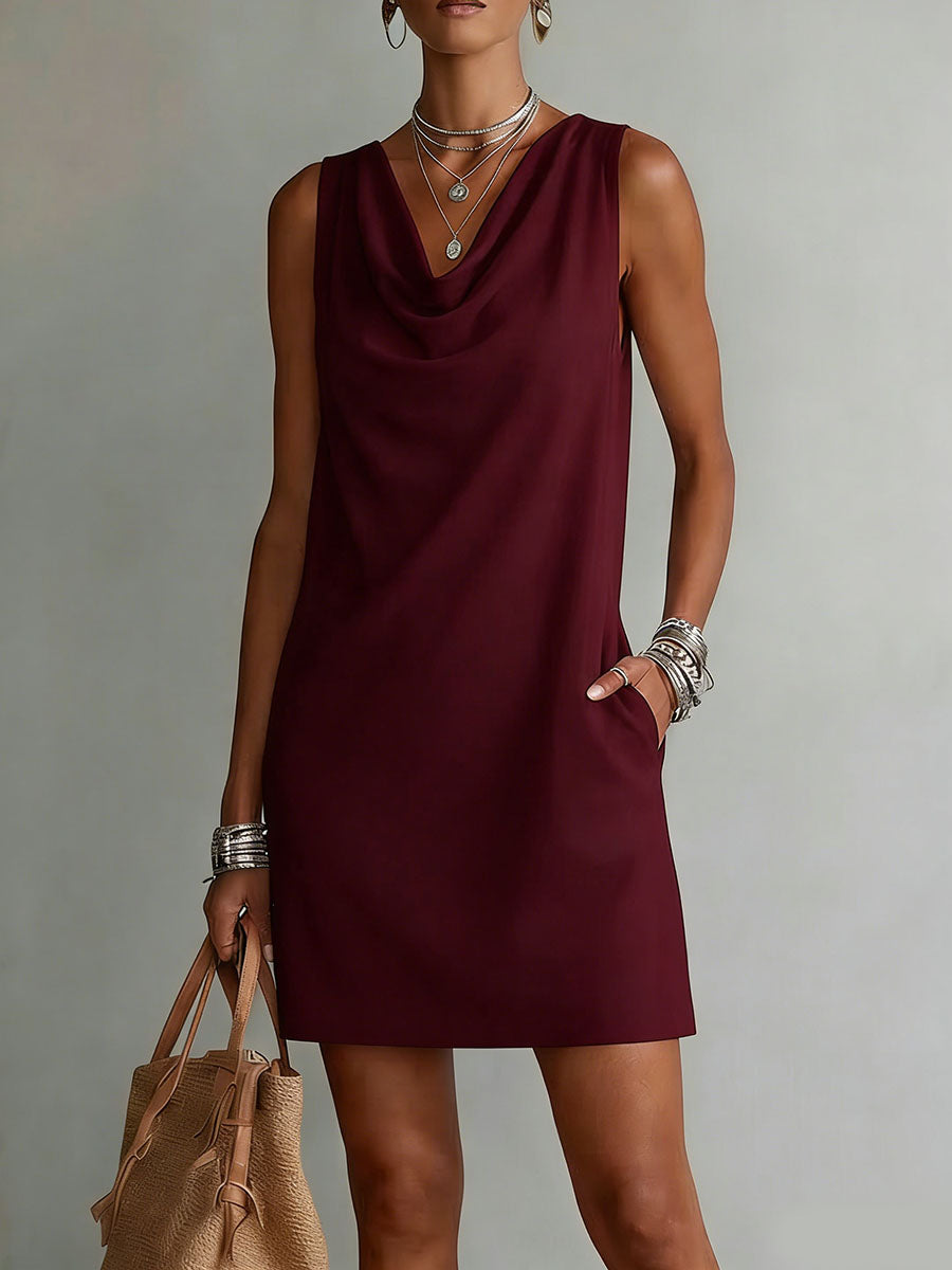 Eleanor | Draped-Neck Sleeveless Dress