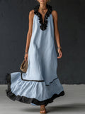 Vivienne | Ruffled Colour-Block Maxi Dress