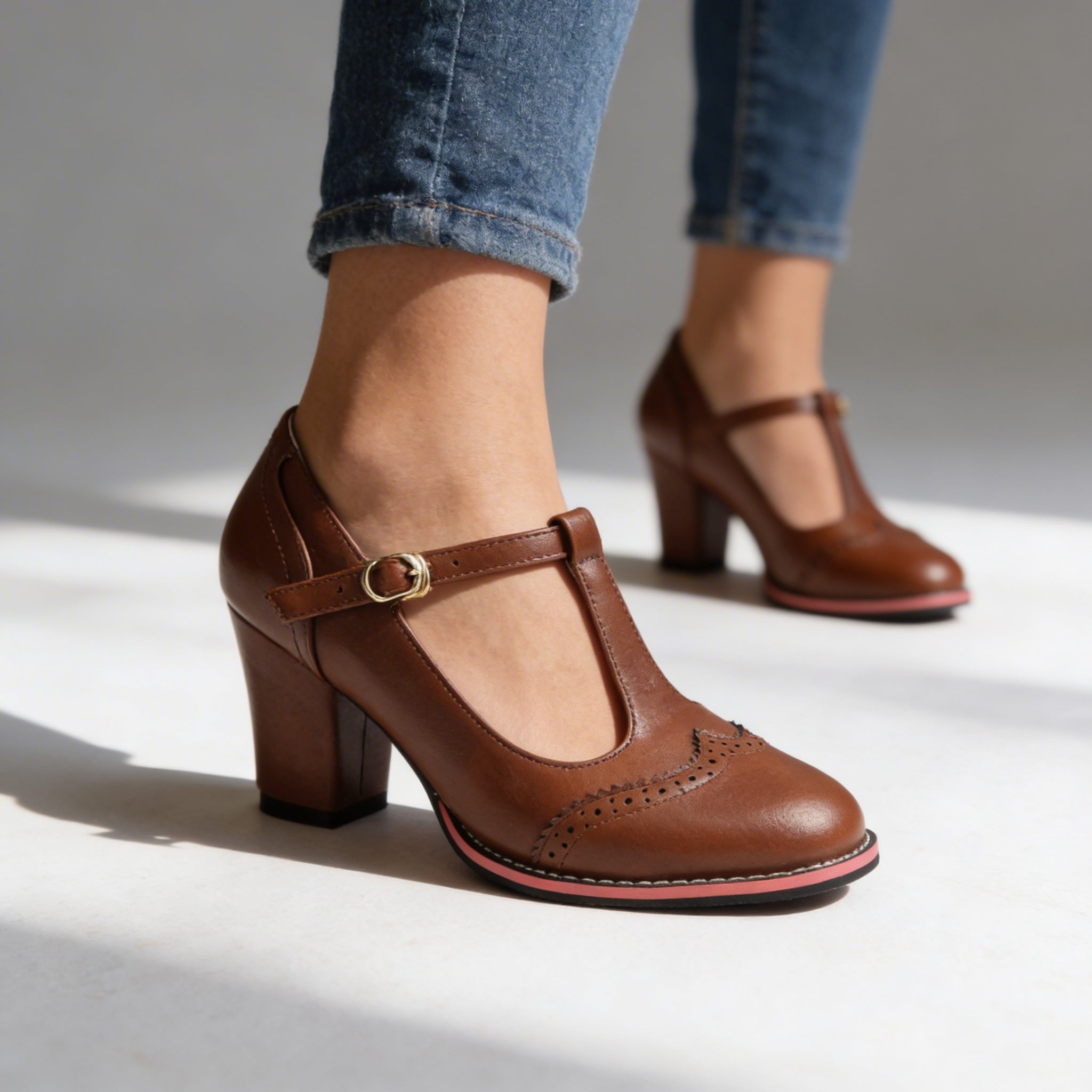 Ottavia | T-Strap Brogue Mary Jane Heel