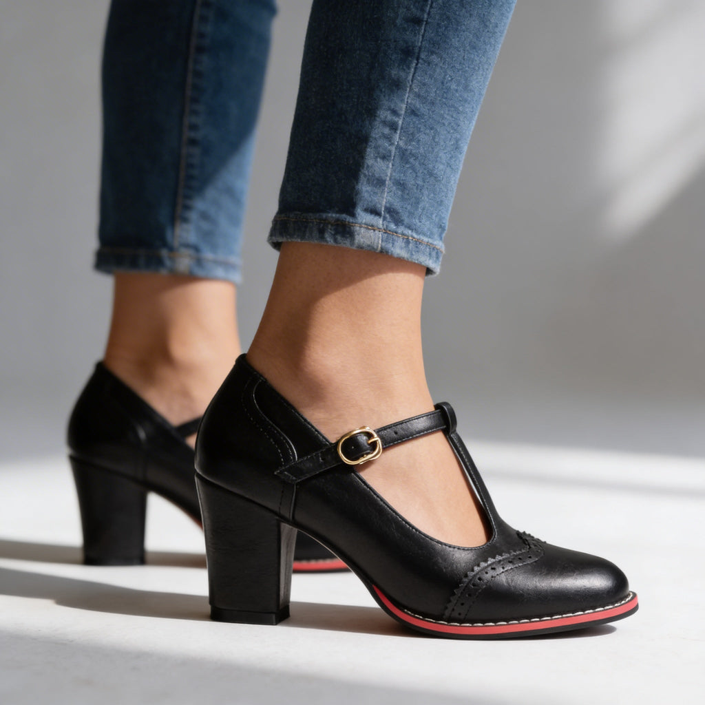Ottavia | T-Strap Brogue Mary Jane Heel